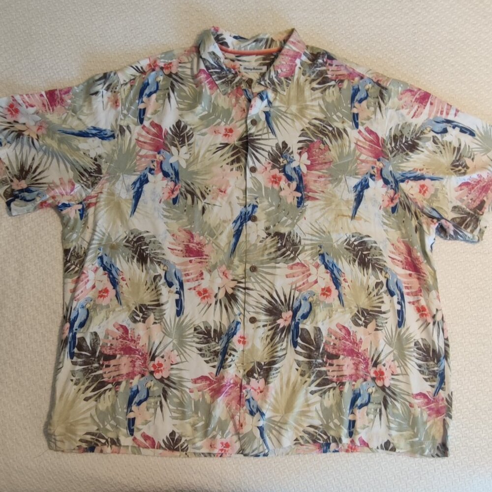 Tommy Bahama 100% Silk Men's XL Hawaiian Camp Shirt Tropical Floral
